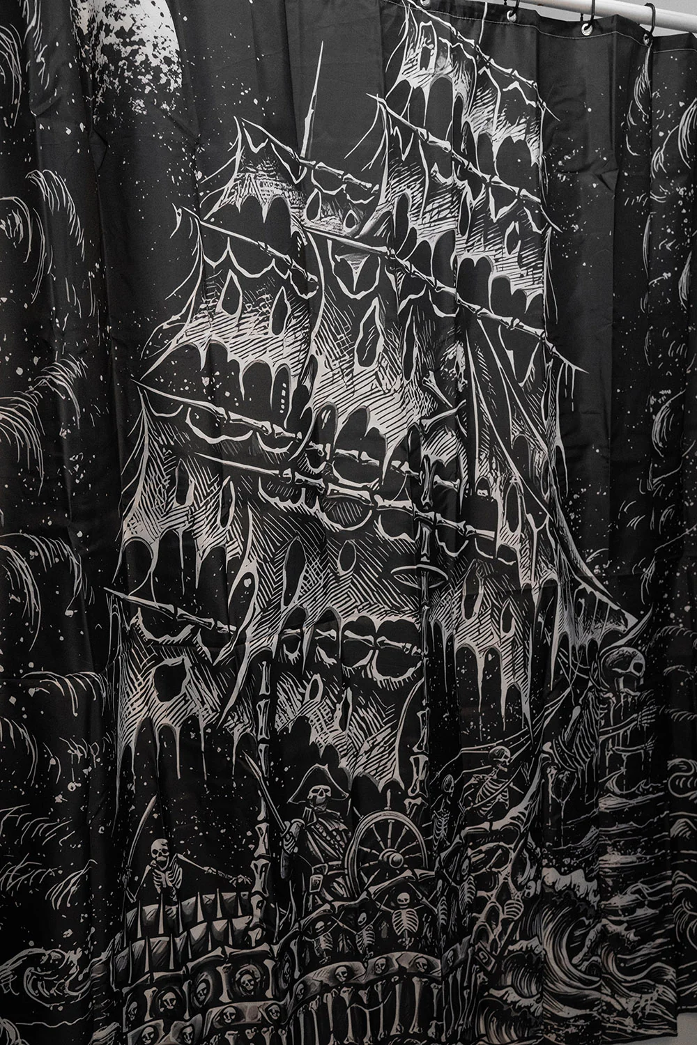 Skeleton Crew Pirate Ship Shower Curtain - Image 3