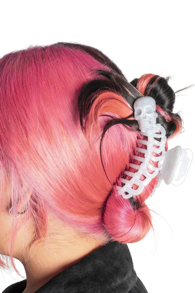 Skeleton Ribcage Hair Claw Clip White [Glow In The Dark] - Image 3