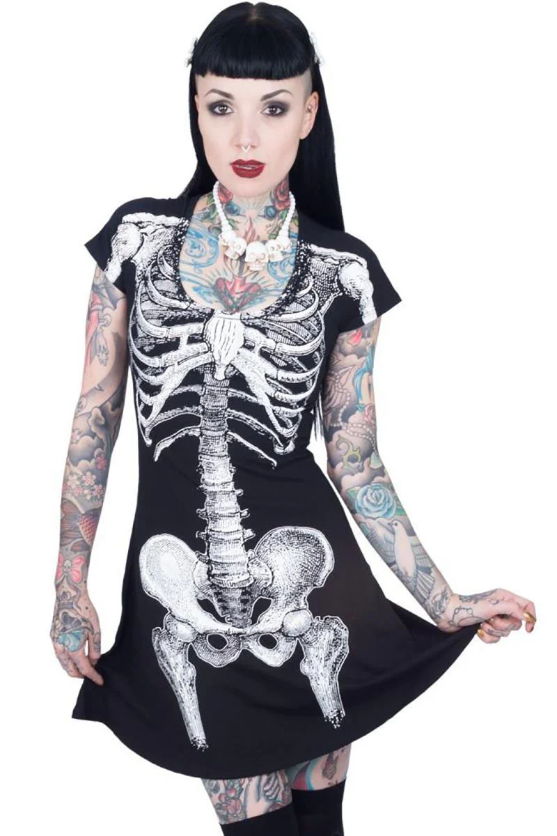 Skeleton White Flare Dress - Image 2