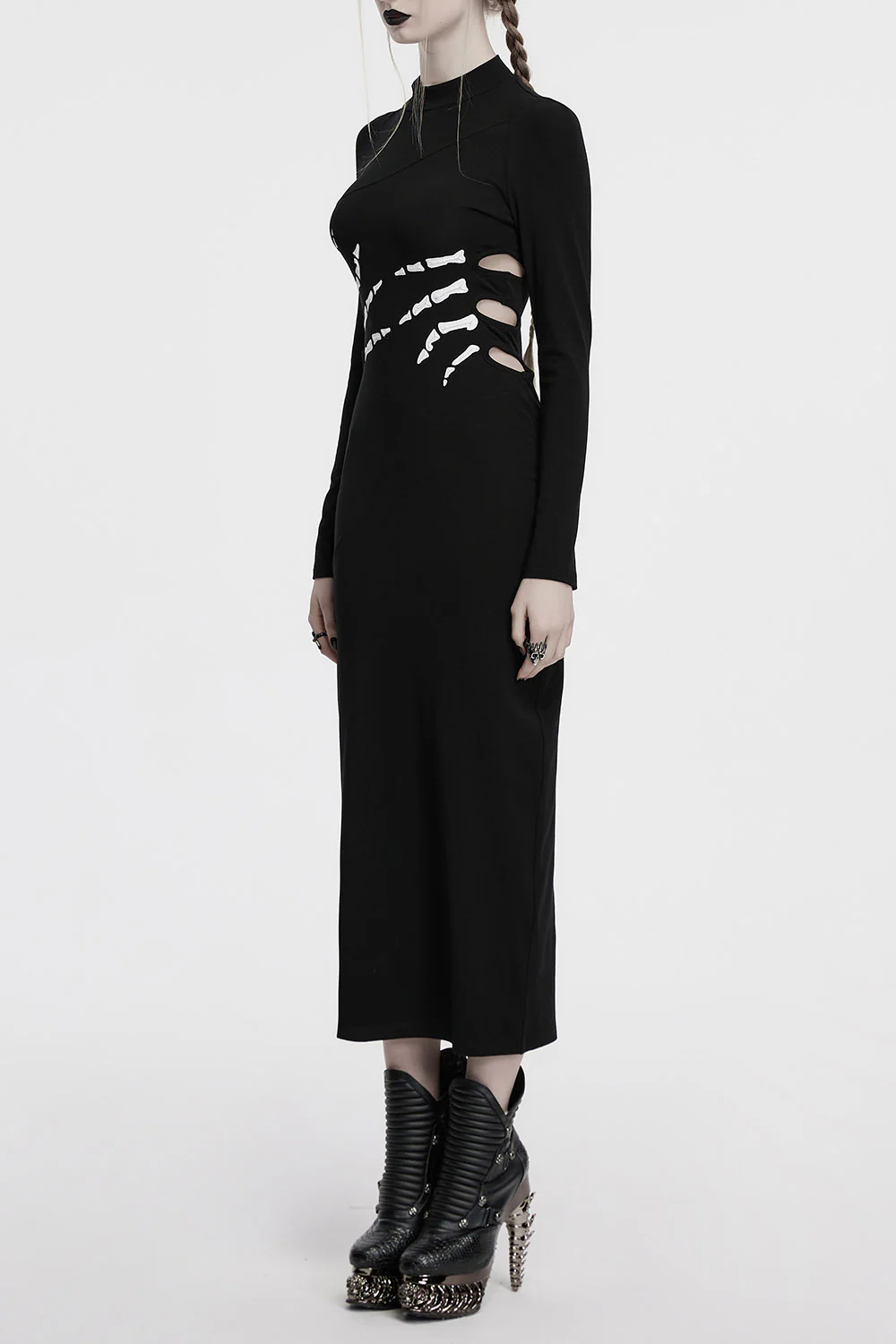 Skellington Hollow-Out Slit Dress - Image 7