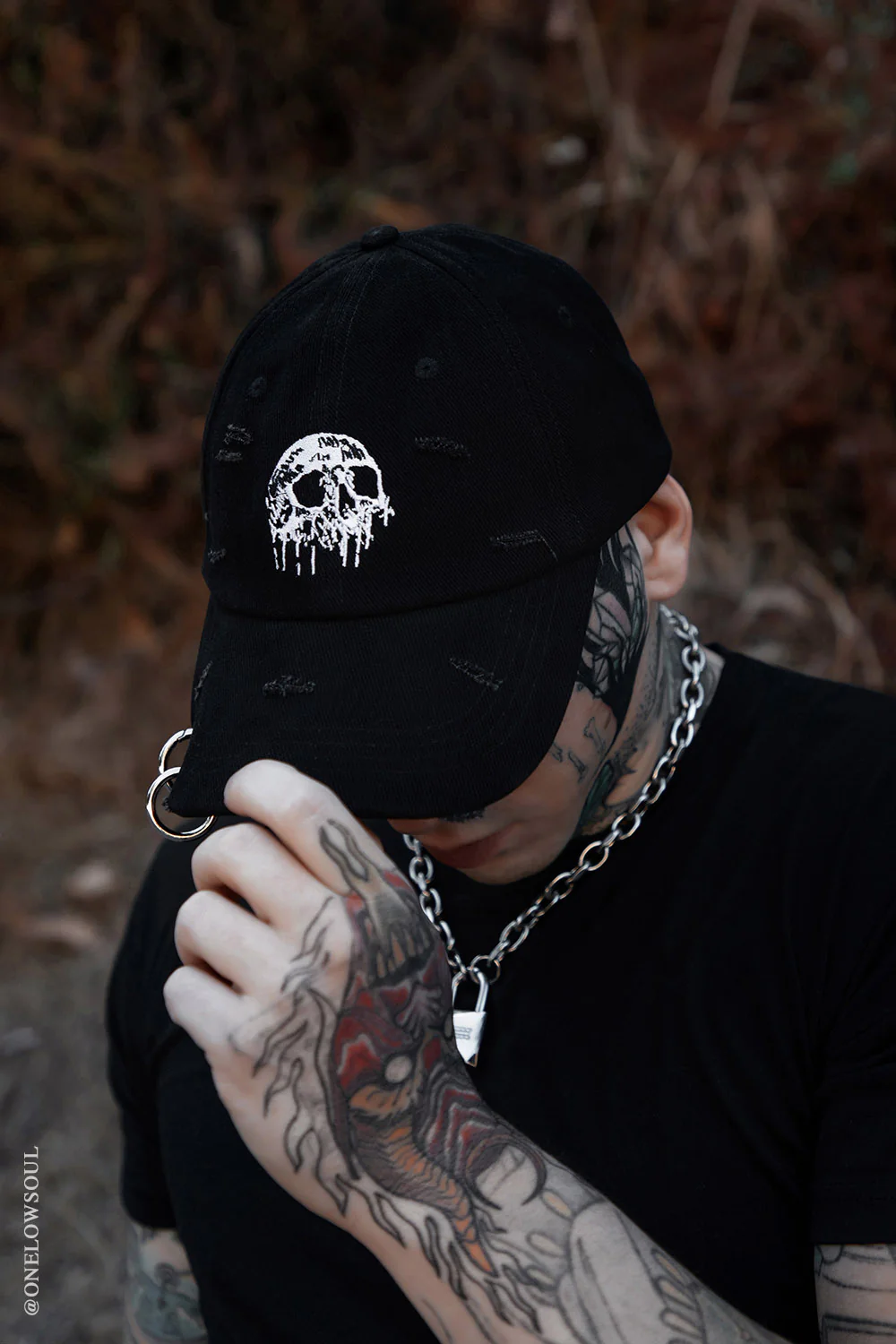 Skull Drip Pierced Baseball Cap - Image 2