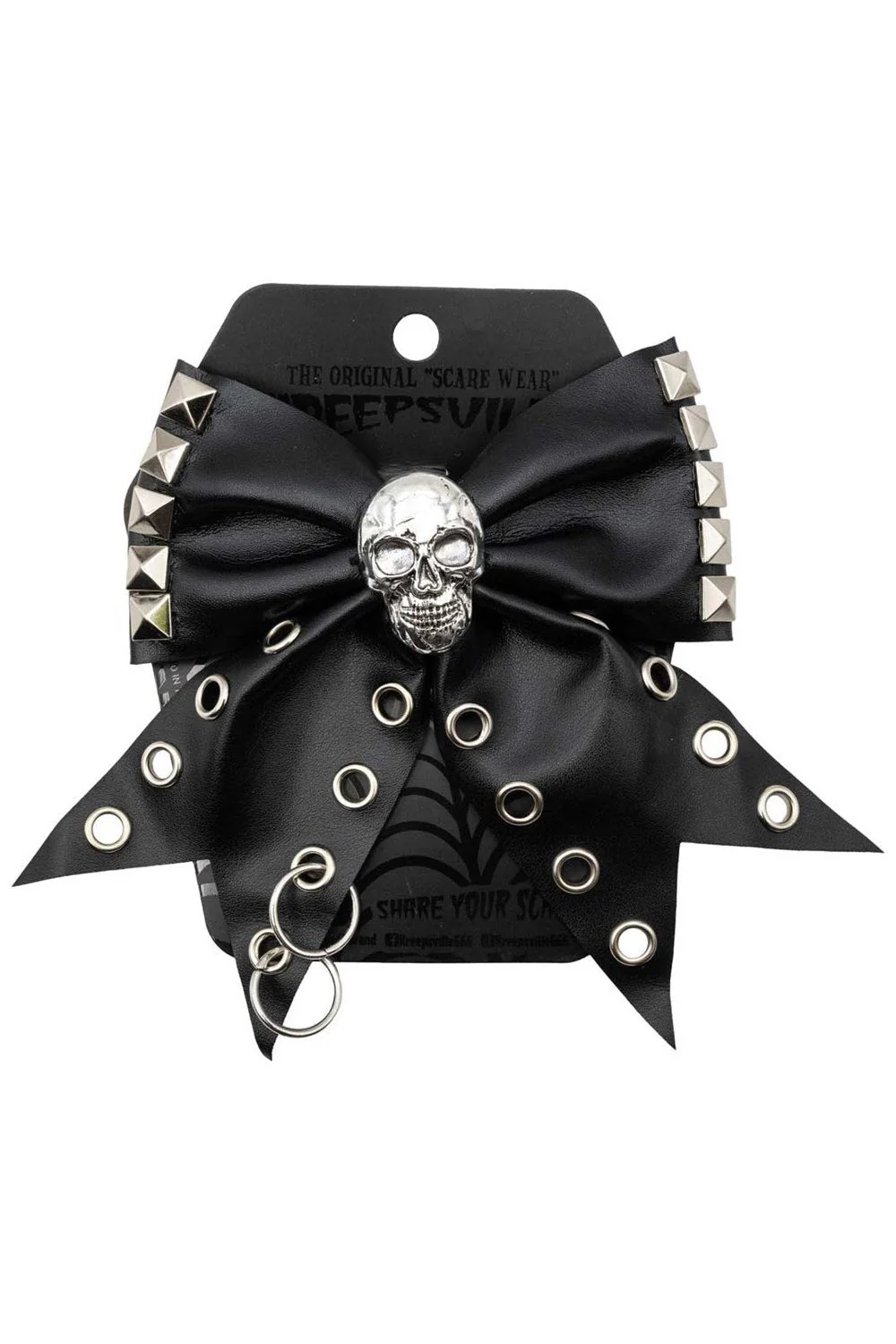 Skull Punk Stud Hair Bow - Image 3