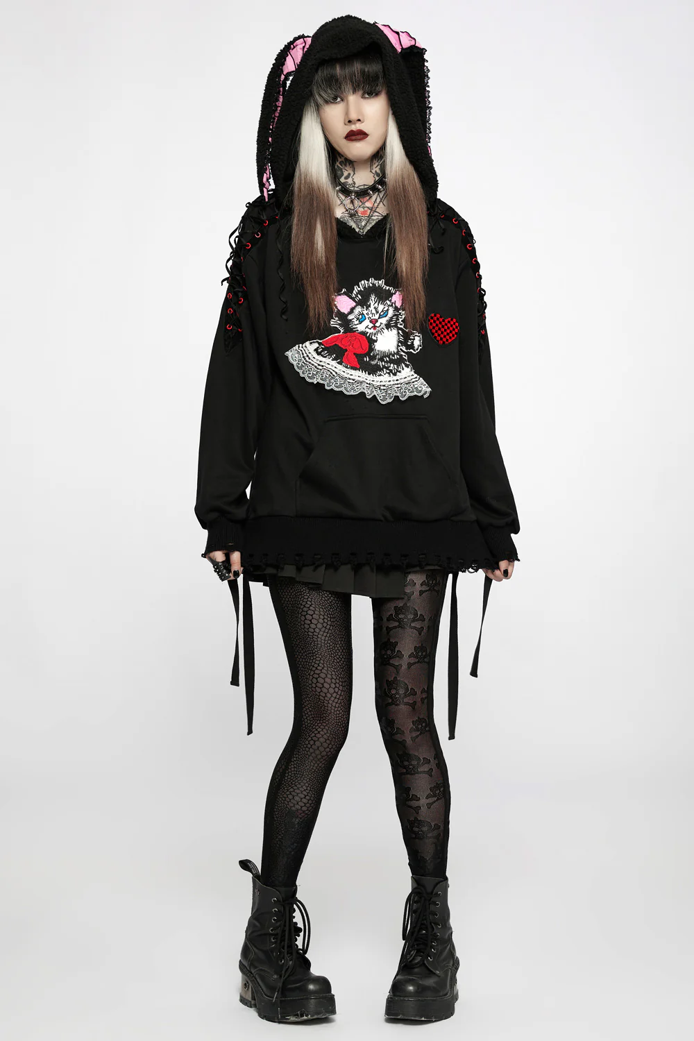 Snakes and Skulls Split Leg Mesh Leggings - Image 2