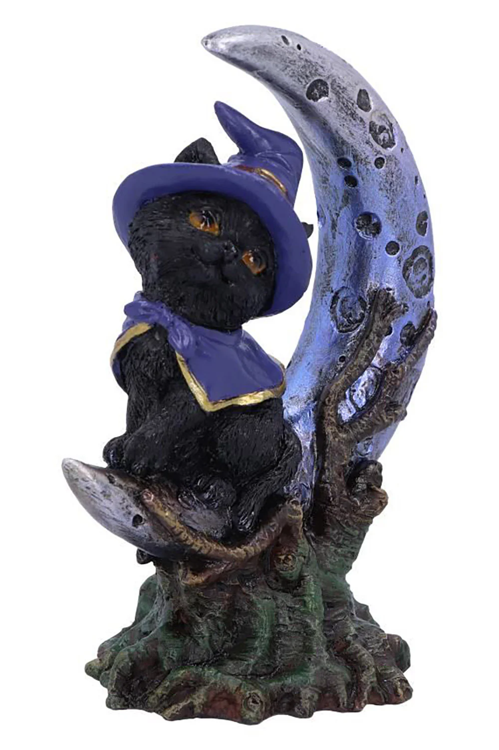 Spooky Witches Familiar Black Cat and Crescent Moon Figurine - Image 3