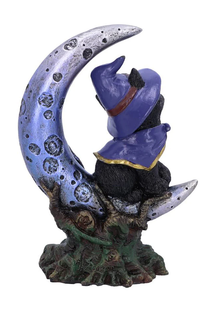 Spooky Witches Familiar Black Cat and Crescent Moon Figurine - Image 4