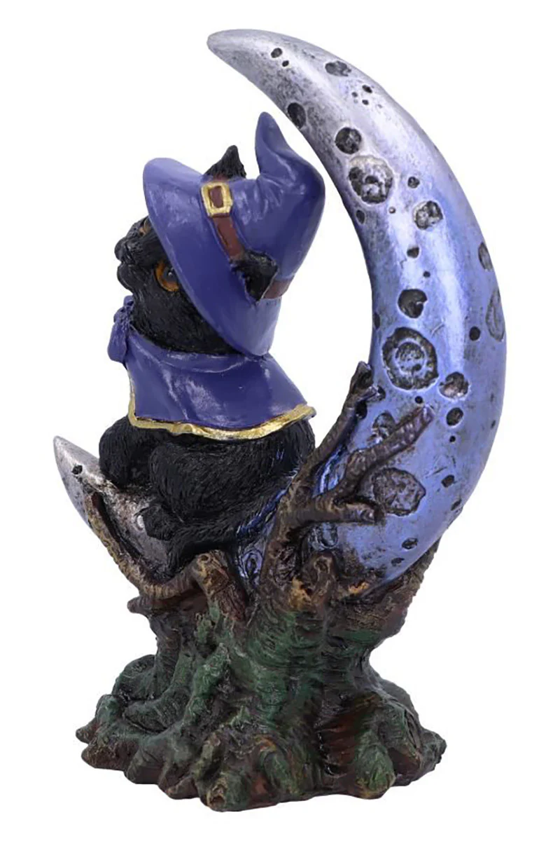 Spooky Witches Familiar Black Cat and Crescent Moon Figurine - Image 5