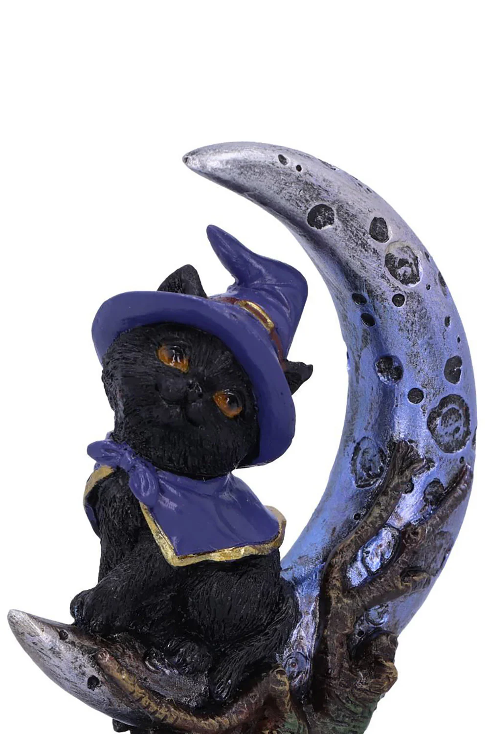 Spooky Witches Familiar Black Cat and Crescent Moon Figurine - Image 6