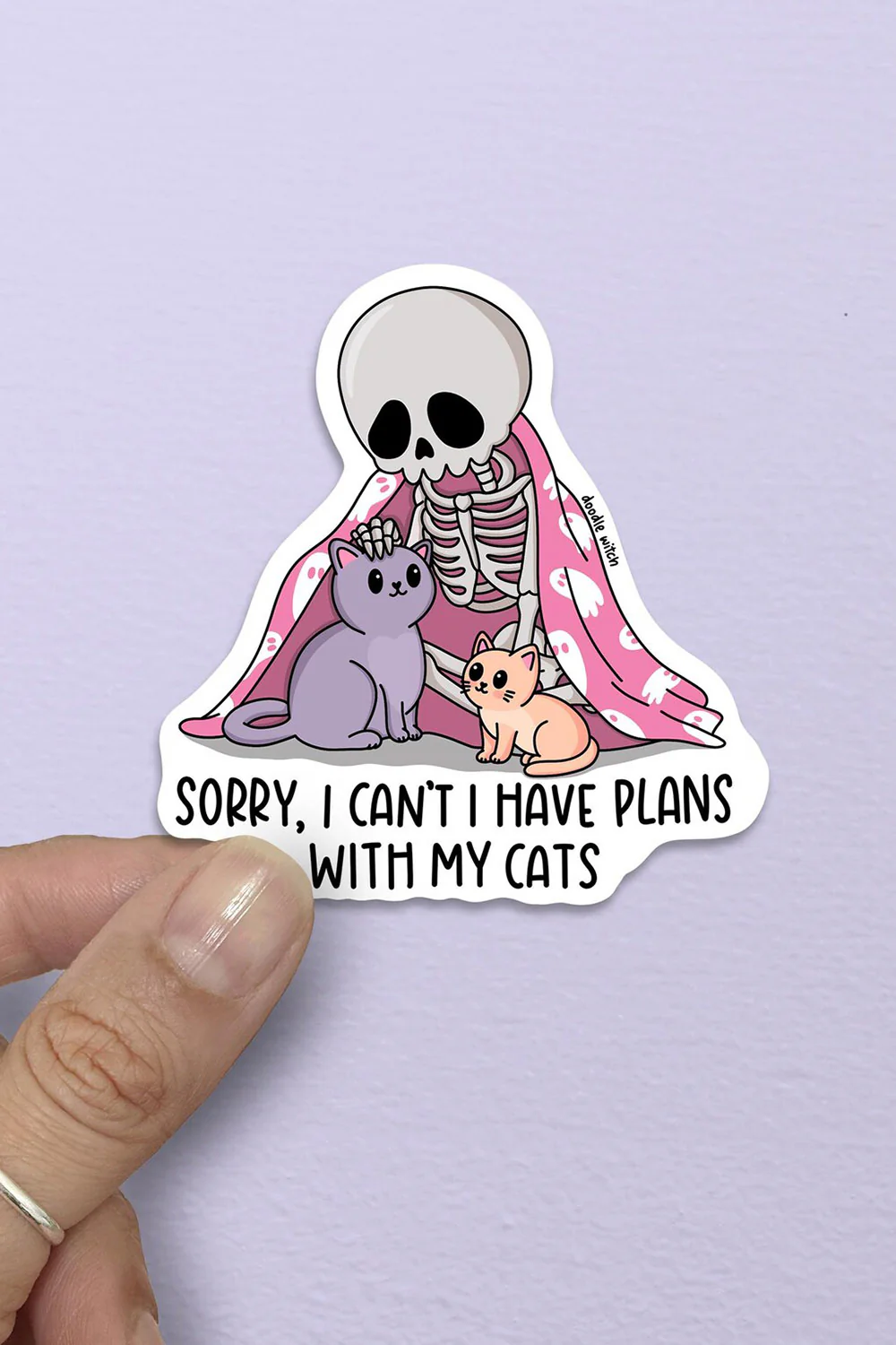 Sorry, I Have Plans With My Cats Skeleton Sticker - Image 2