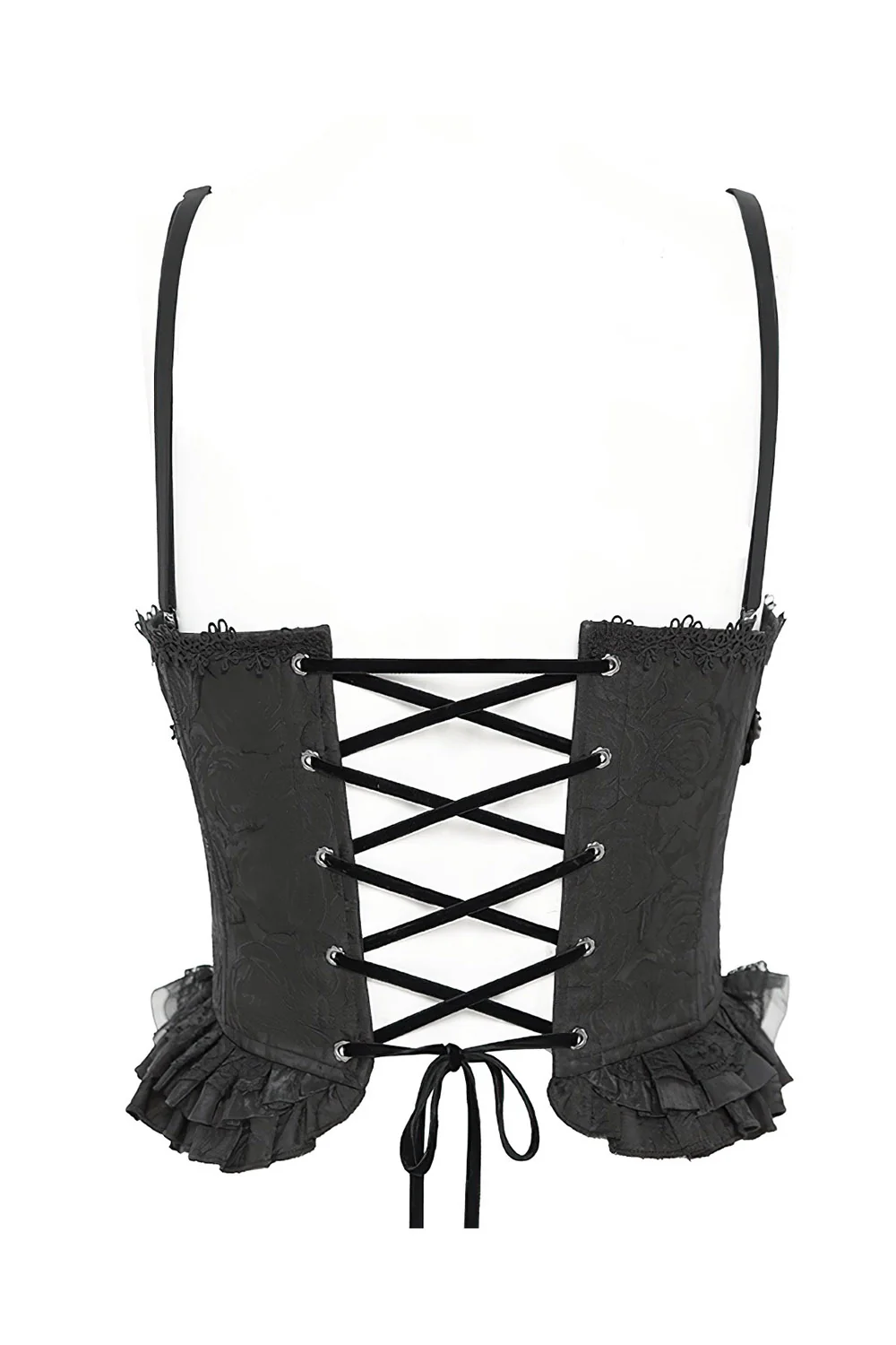 Specter Ruffled Lace-Up Corset Top [Black] - Image 10