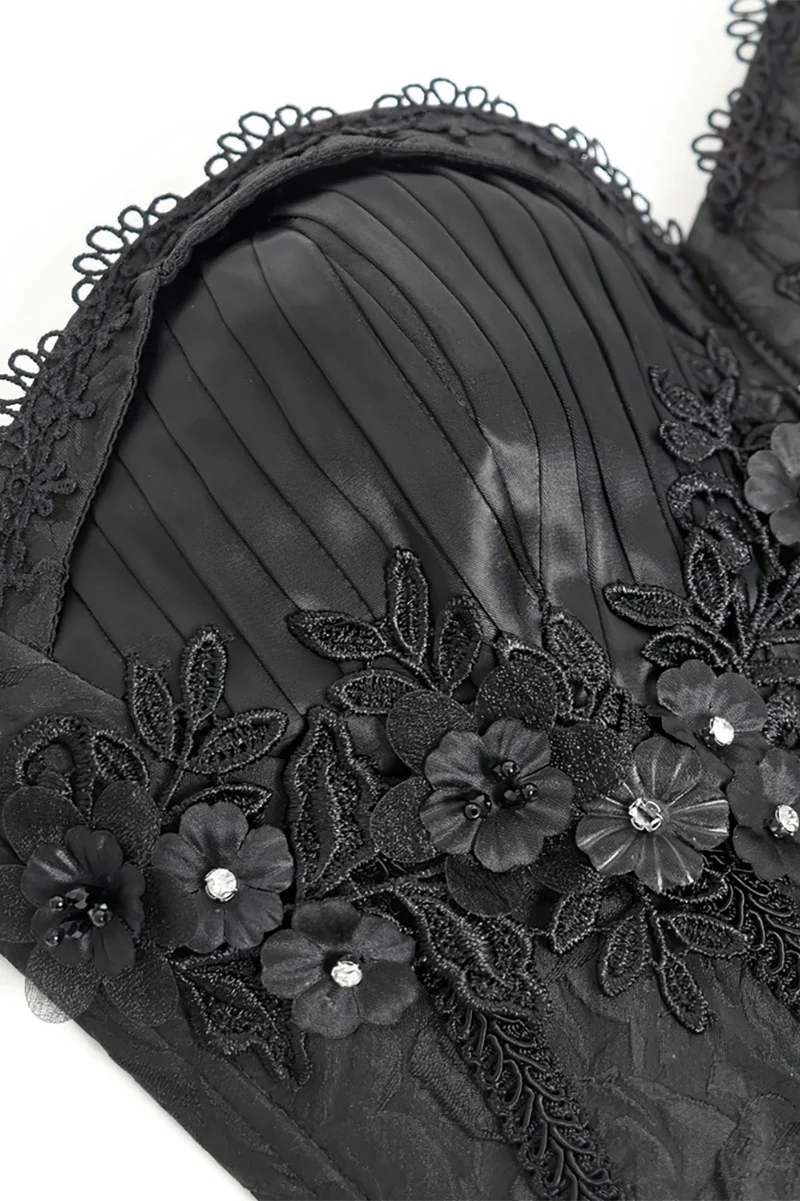 Specter Ruffled Lace-Up Corset Top [Black] - Image 2