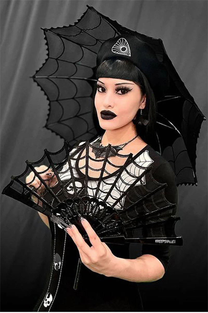 Spiderweb Lace Hand Fan - Image 2