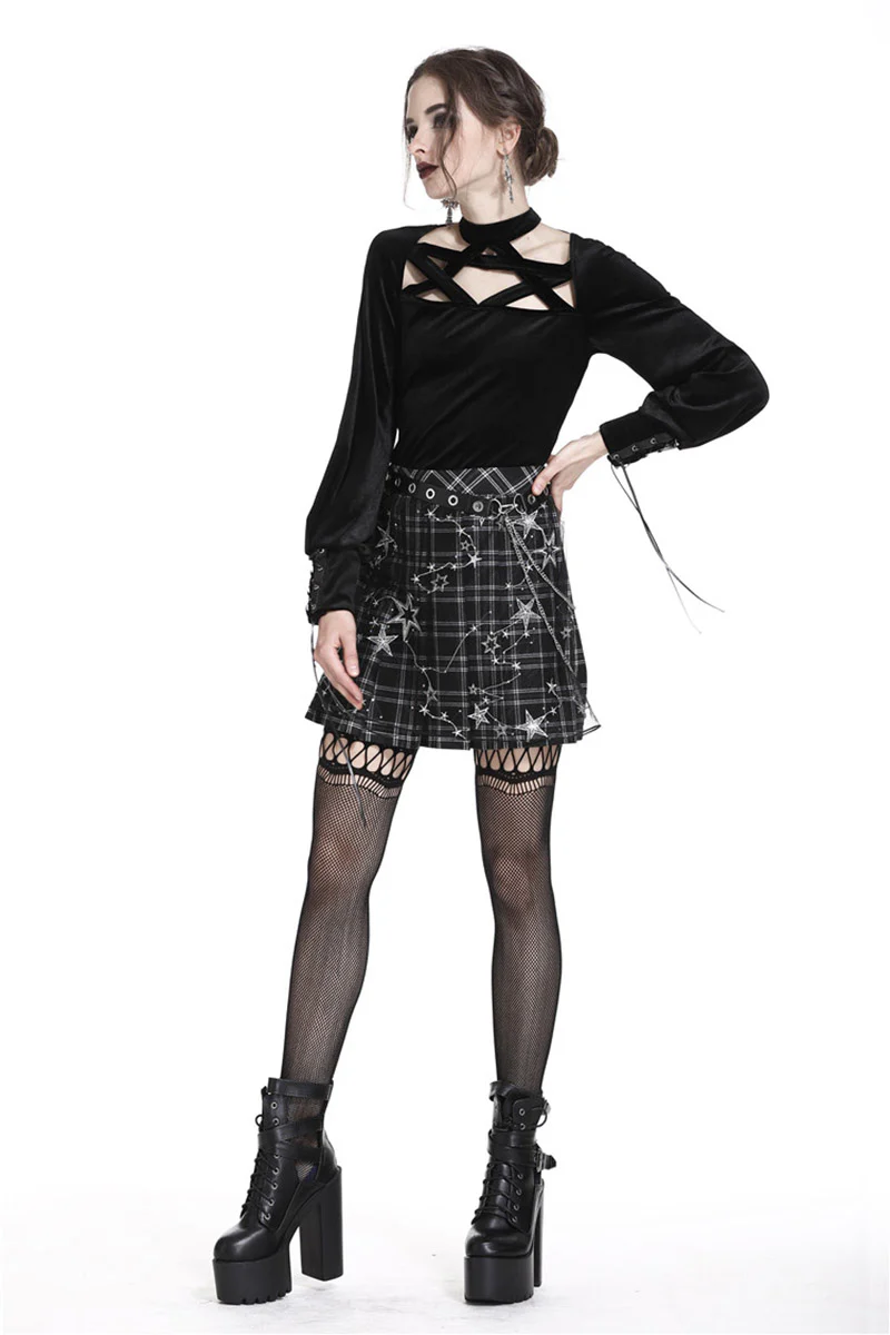 Stargazer Pleated Tartan Mini Skirt - Image 2