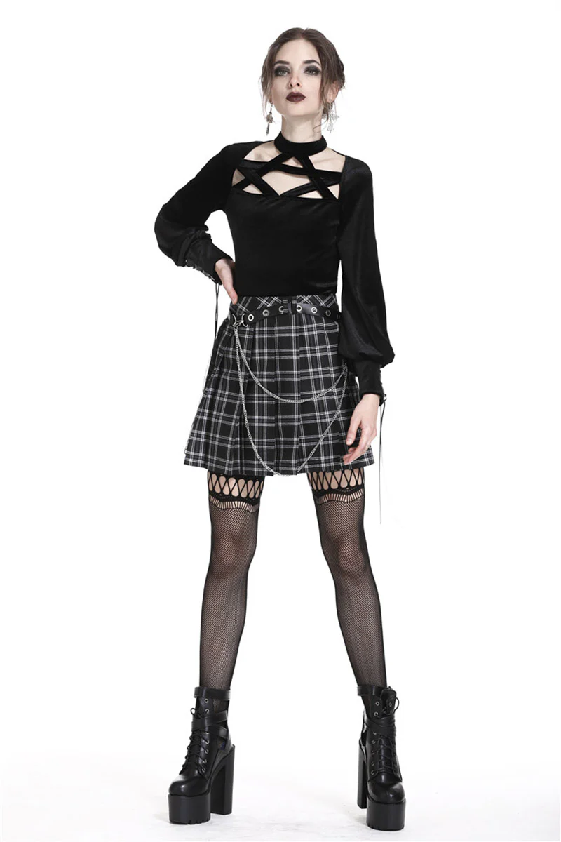 Stargazer Pleated Tartan Mini Skirt - Image 3