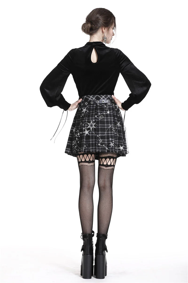 Stargazer Pleated Tartan Mini Skirt - Image 4