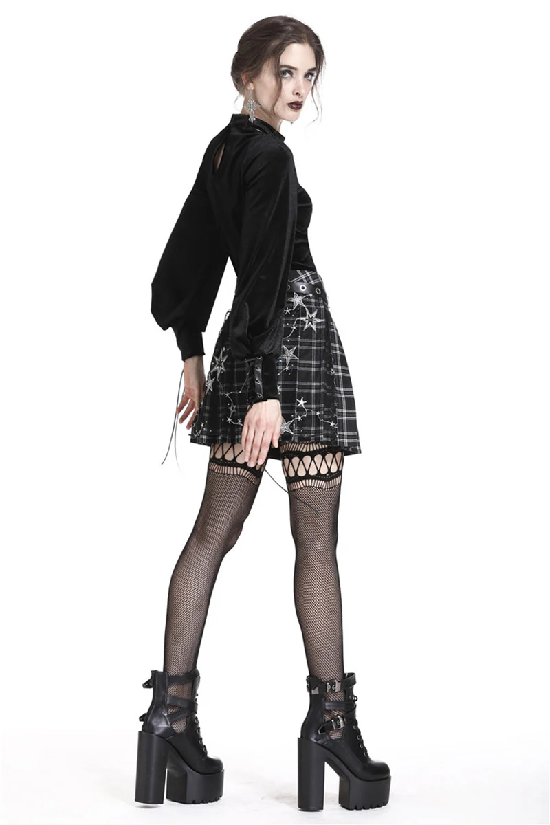Stargazer Pleated Tartan Mini Skirt - Image 5