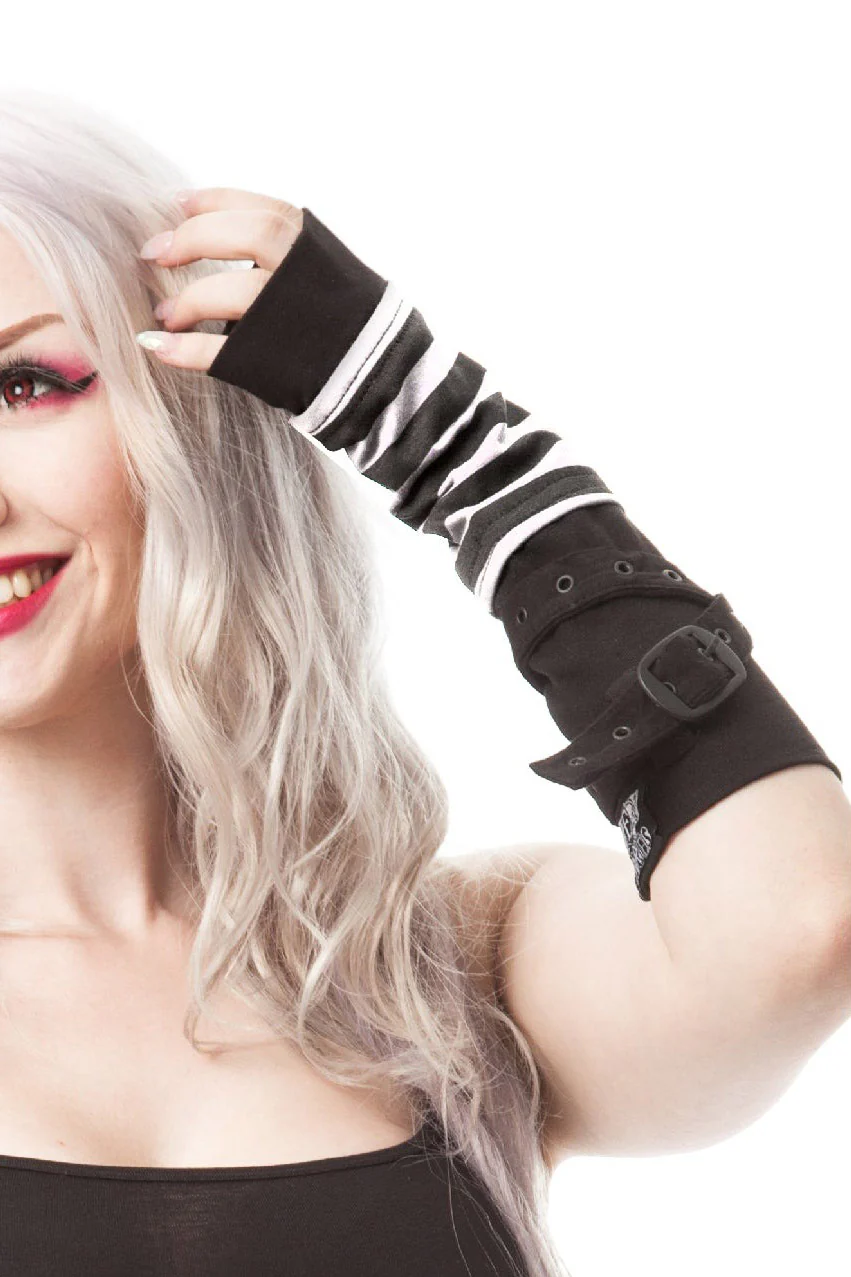 Stripe Strap Armwarmers [BLACK/WHITE] - Image 2