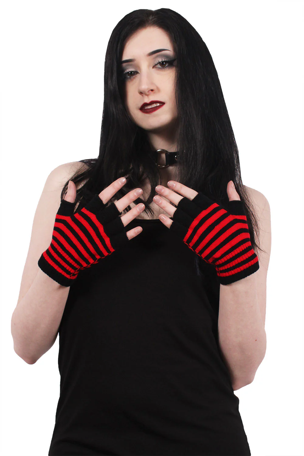 Striped Fingerless Gloves [Multiple Colors Available] - Image 4
