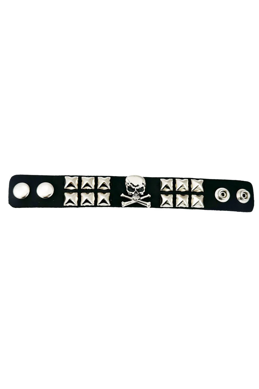 Studded Skull & Crossbones Bracelet - Image 3