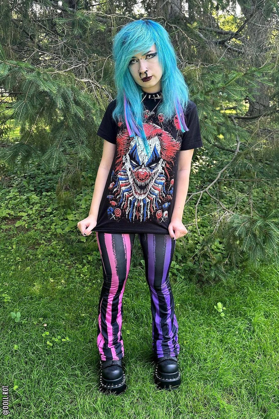 Sweet Spooks Pastel Goth Striped Flares [PINK/PURPLE] - Image 10