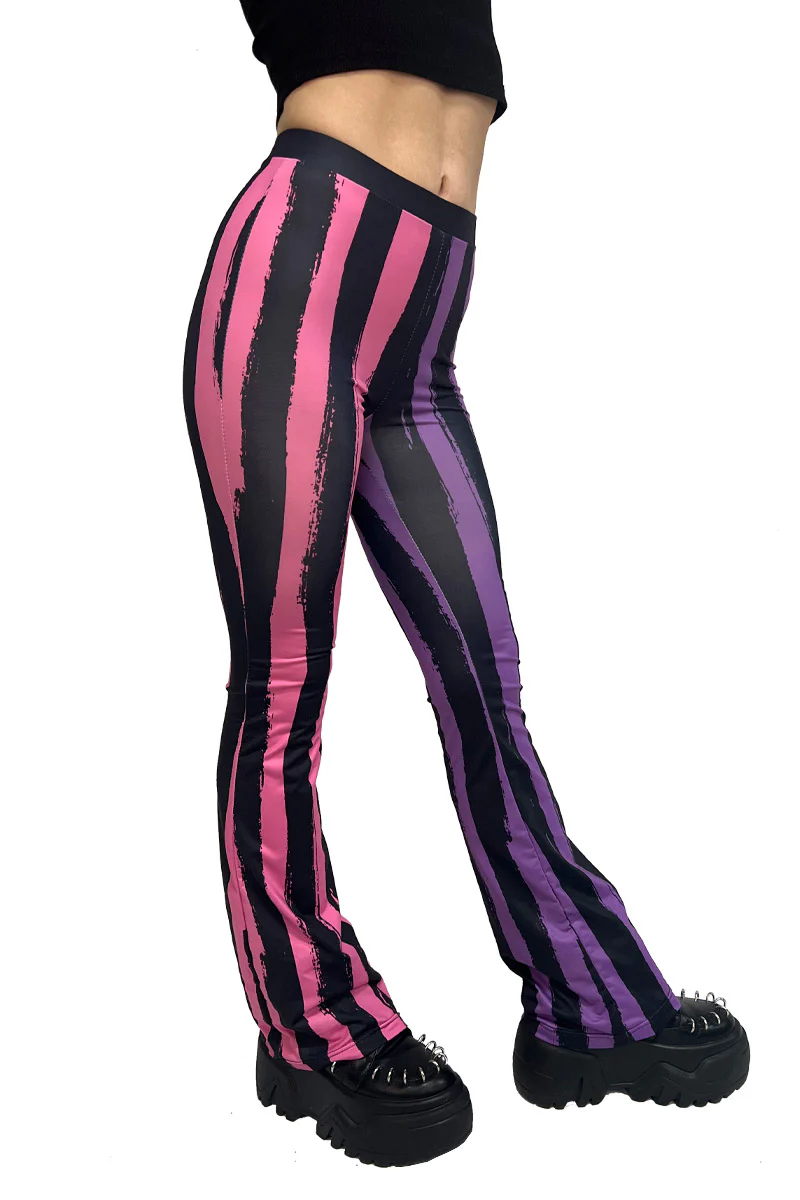 Sweet Spooks Pastel Goth Striped Flares [PINK/PURPLE] - Image 3