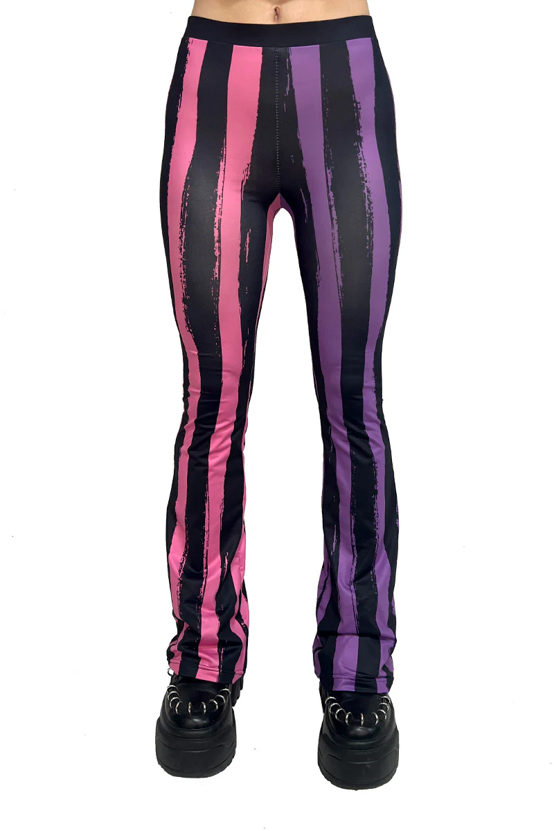Sweet Spooks Pastel Goth Striped Flares [PINK/PURPLE] - Image 4