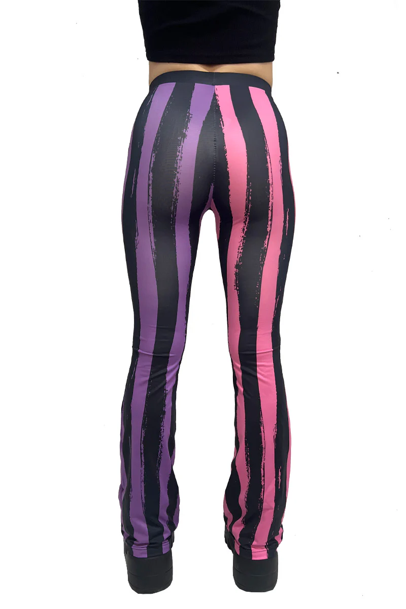 Sweet Spooks Pastel Goth Striped Flares [PINK/PURPLE] - Image 6