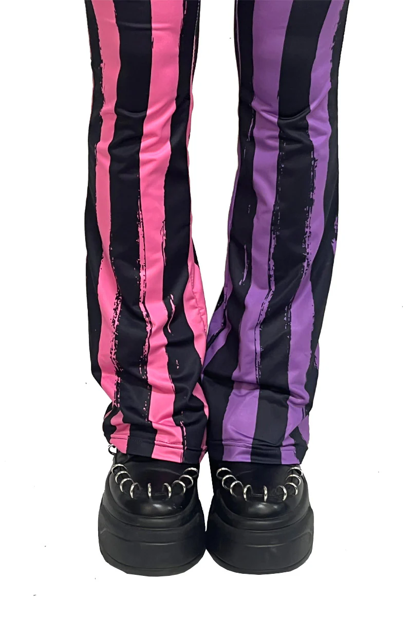 Sweet Spooks Pastel Goth Striped Flares [PINK/PURPLE] - Image 8