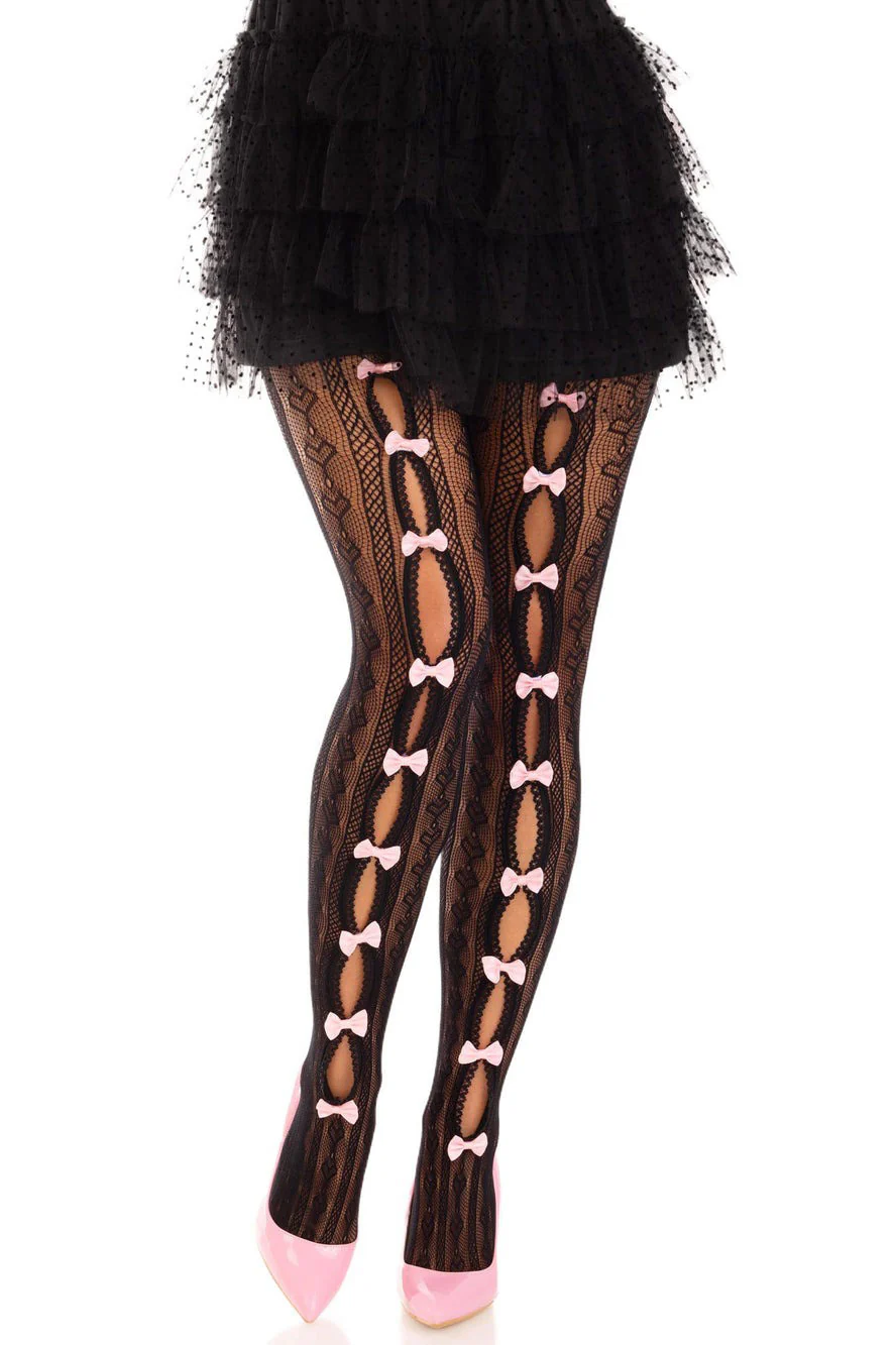 Sweetheart Striped Tights [BLACK/PINK] - Image 2