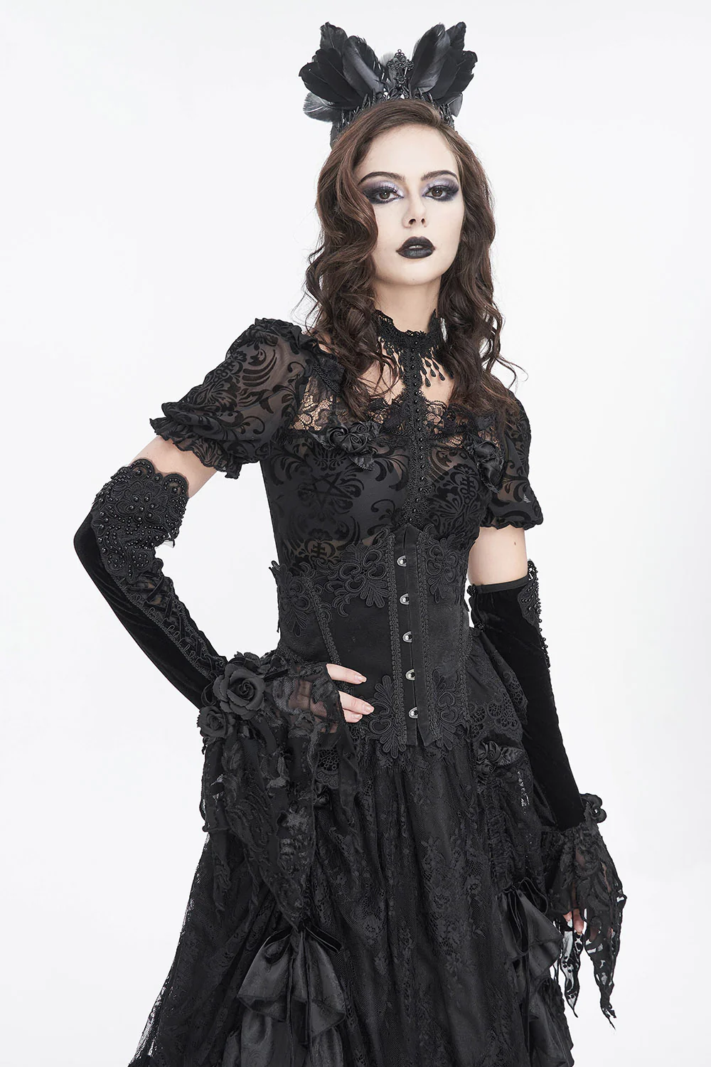 Tattered Witch Velvet Gloves - Image 4
