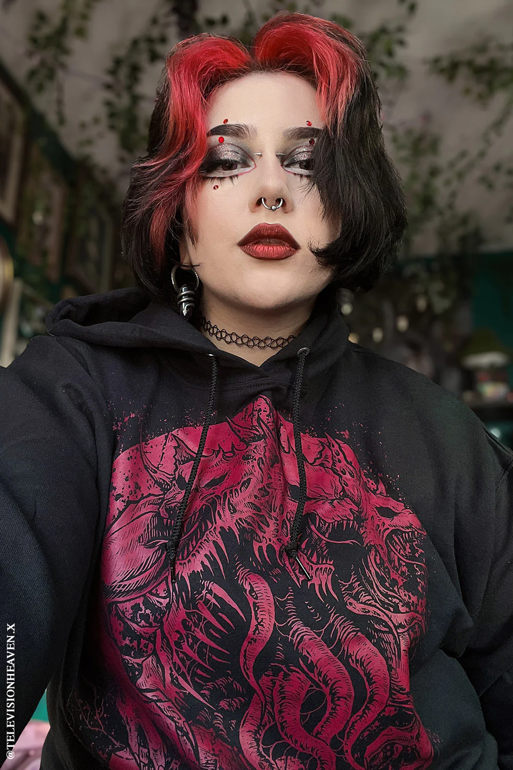 Three-Headed Werewolf Hoodie [WINE RED] - Image 6