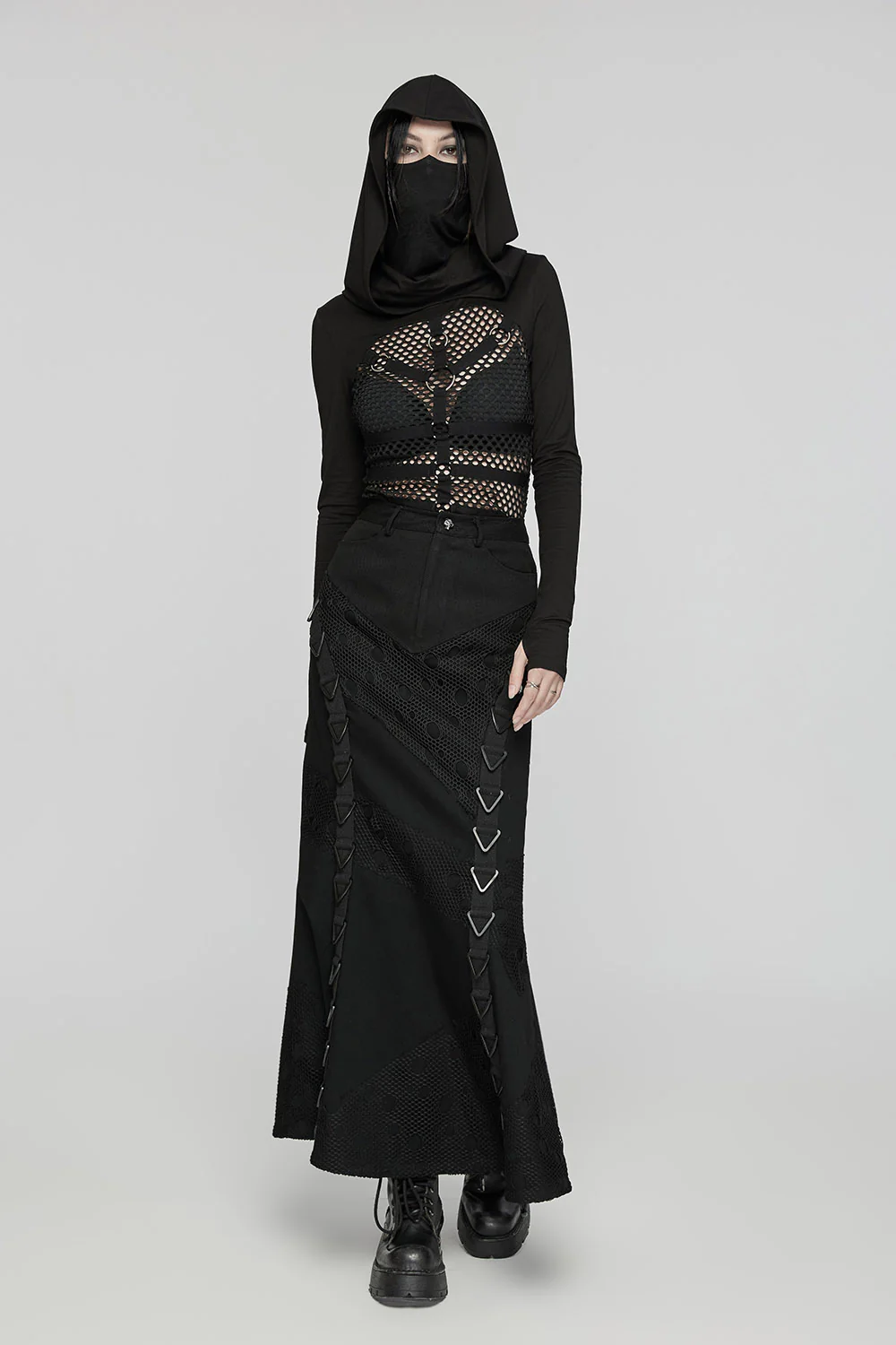 Trad Goth Fishnet Maxi Skirt - Image 5