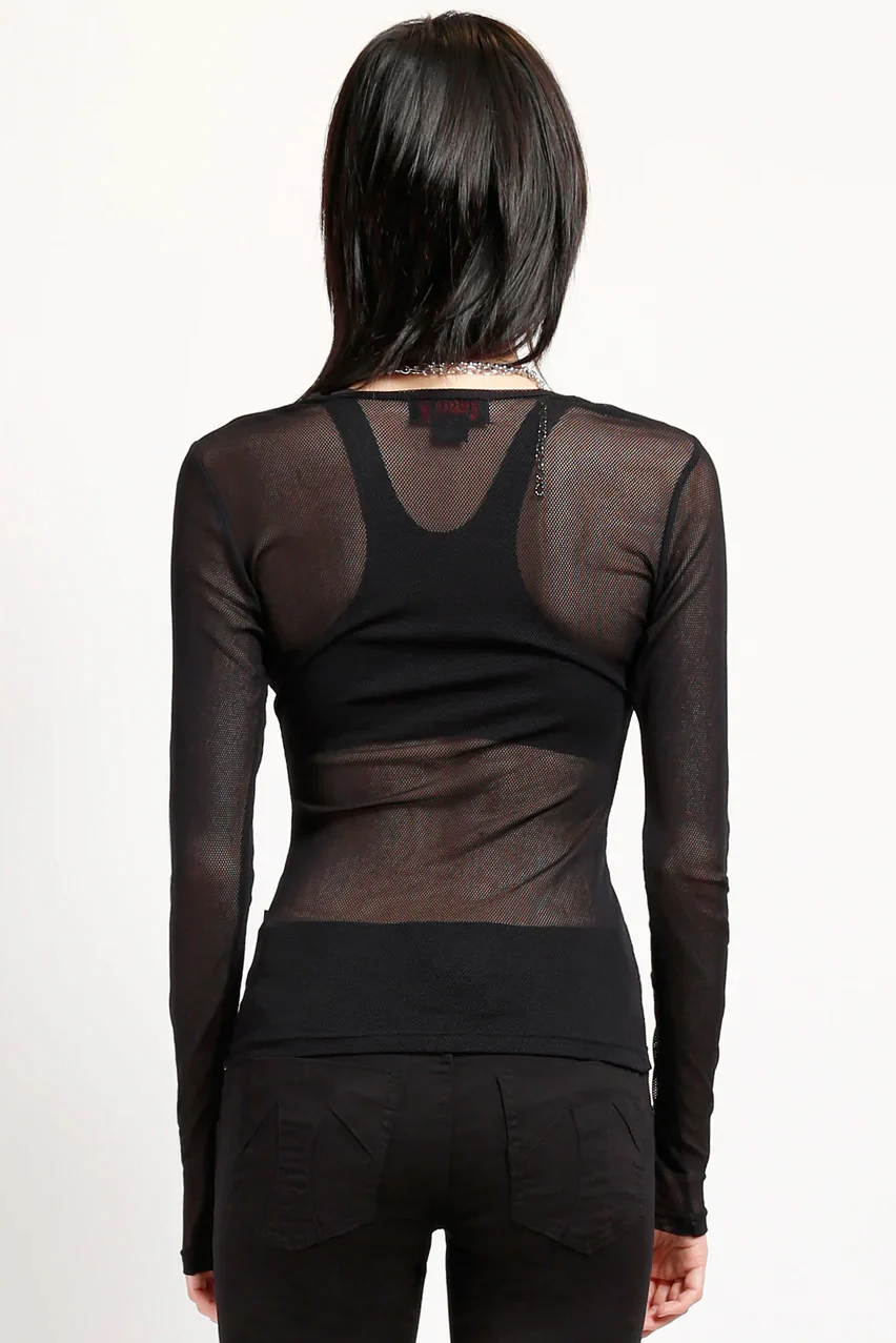 Tripp Ladies Long Sleeve Fishnet Shirt [Black] - Image 3