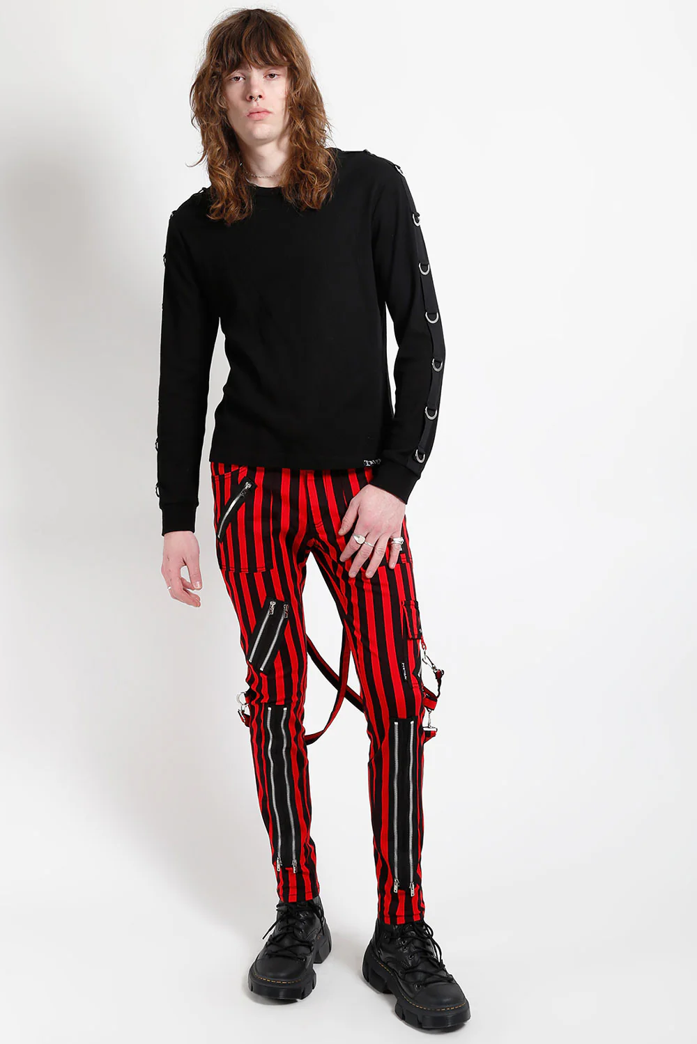 Tripp NYC Classic Strap Pant [RED/BLACK STRIPED] - Image 11