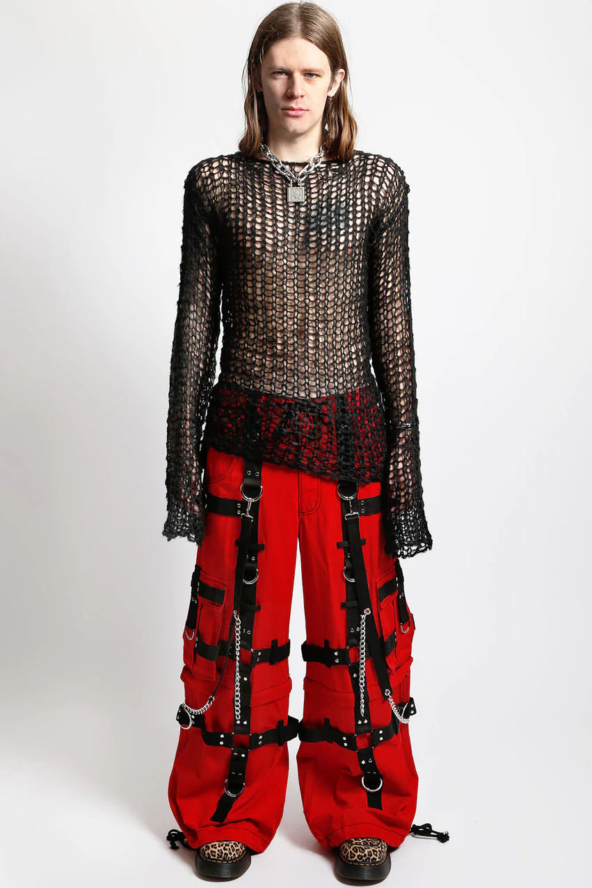 Tripp NYC Harness Dark Street Pants [Red/Black] - Image 5