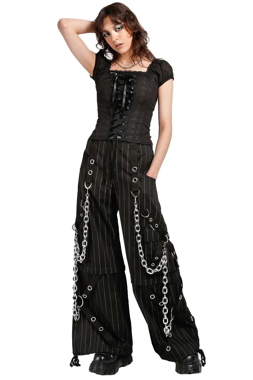 Tripp NYC Power Chain Pants [Black/White Pinstripe] - Image 9