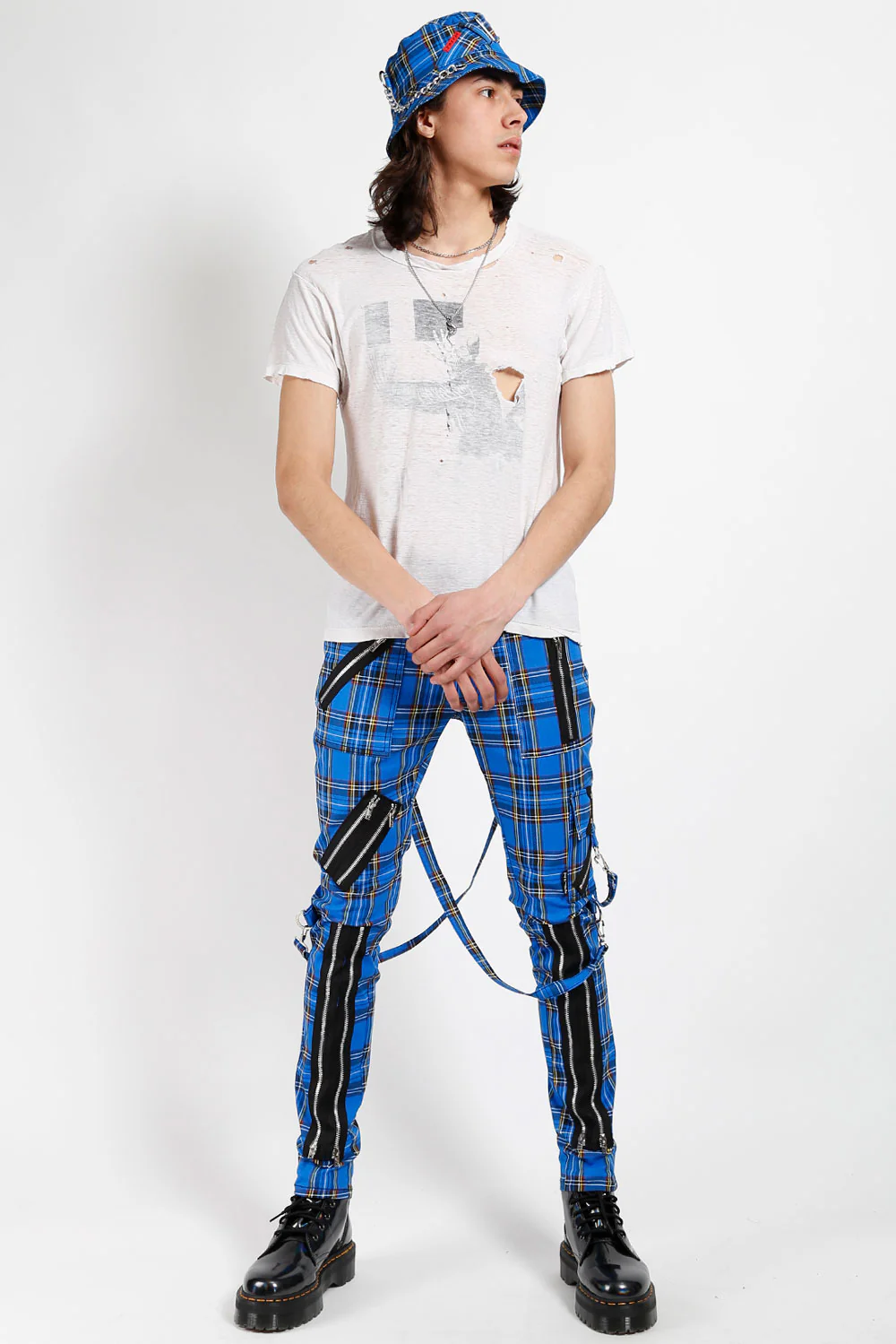 Tripp NYC Punk Bondage Pants [Blue Plaid] - Image 10