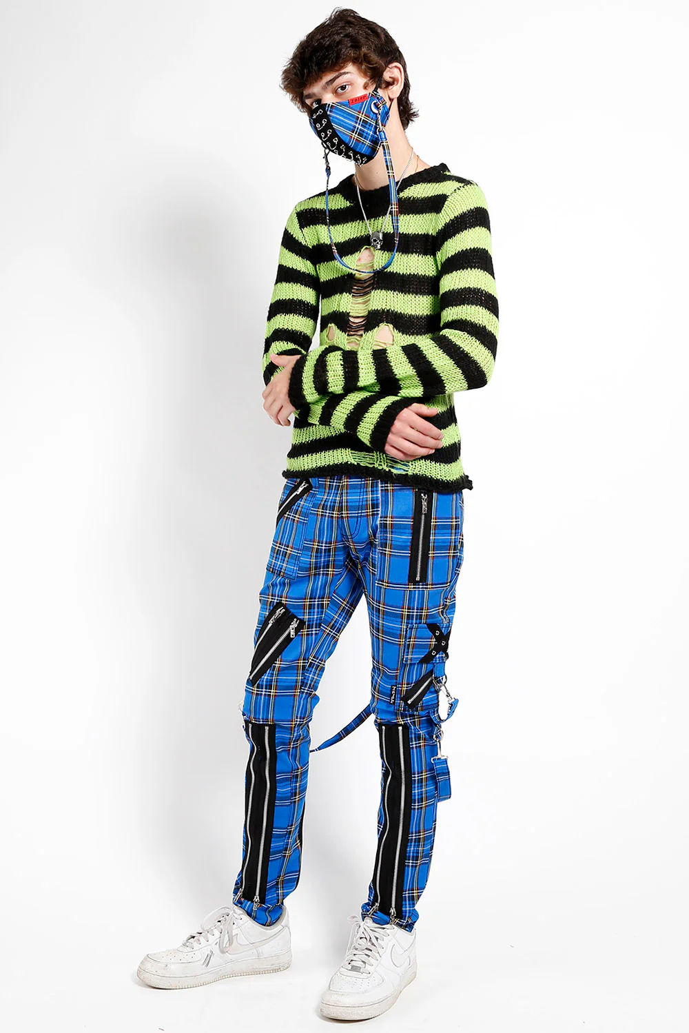 Tripp NYC Punk Bondage Pants [Blue Plaid] - Image 4