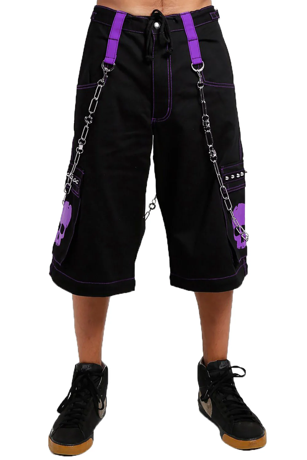 Tripp NYC Skull Bondage Pants [BLACK/PURPLE] - Image 4