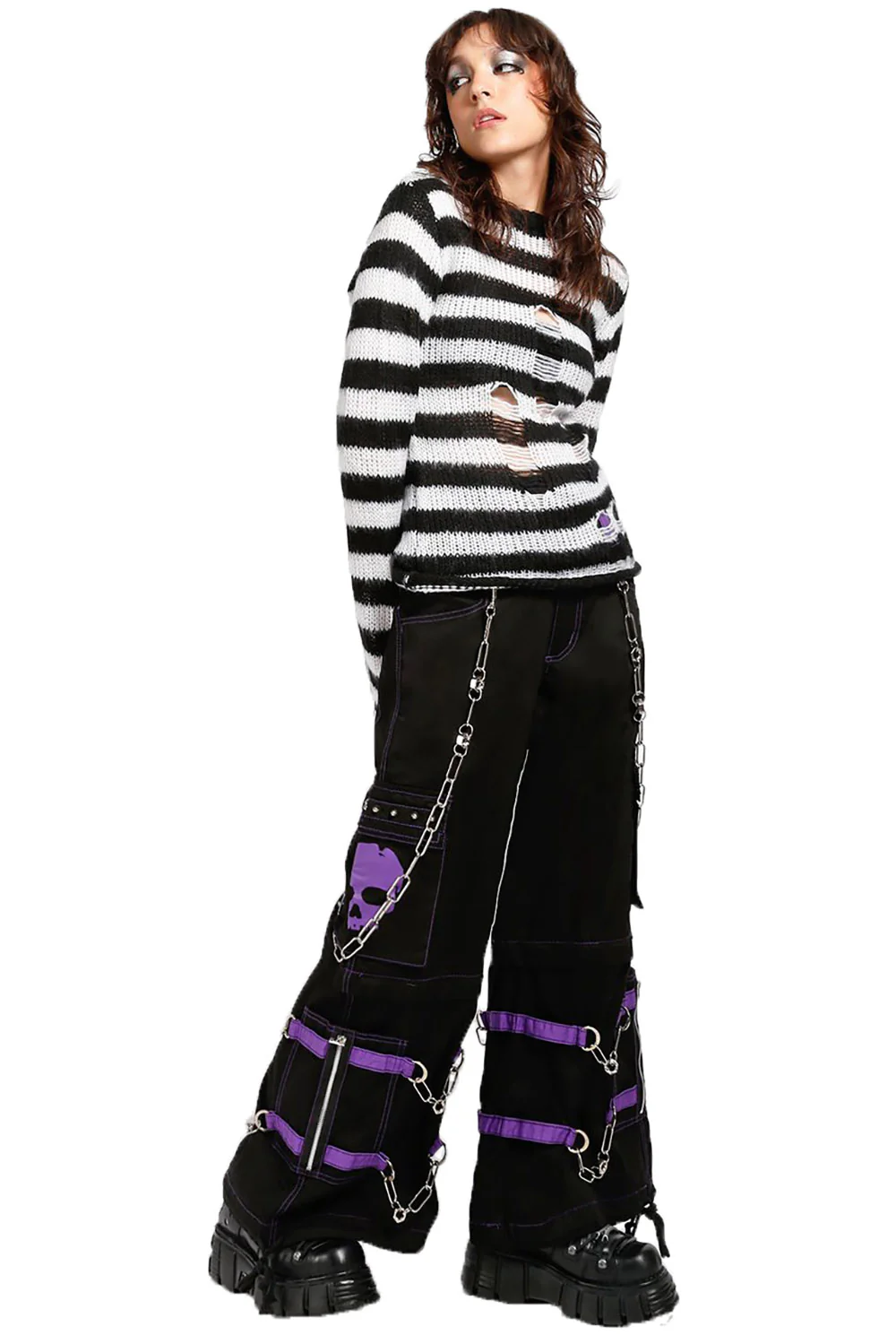 Tripp NYC Skull Bondage Pants [BLACK/PURPLE] - Image 8