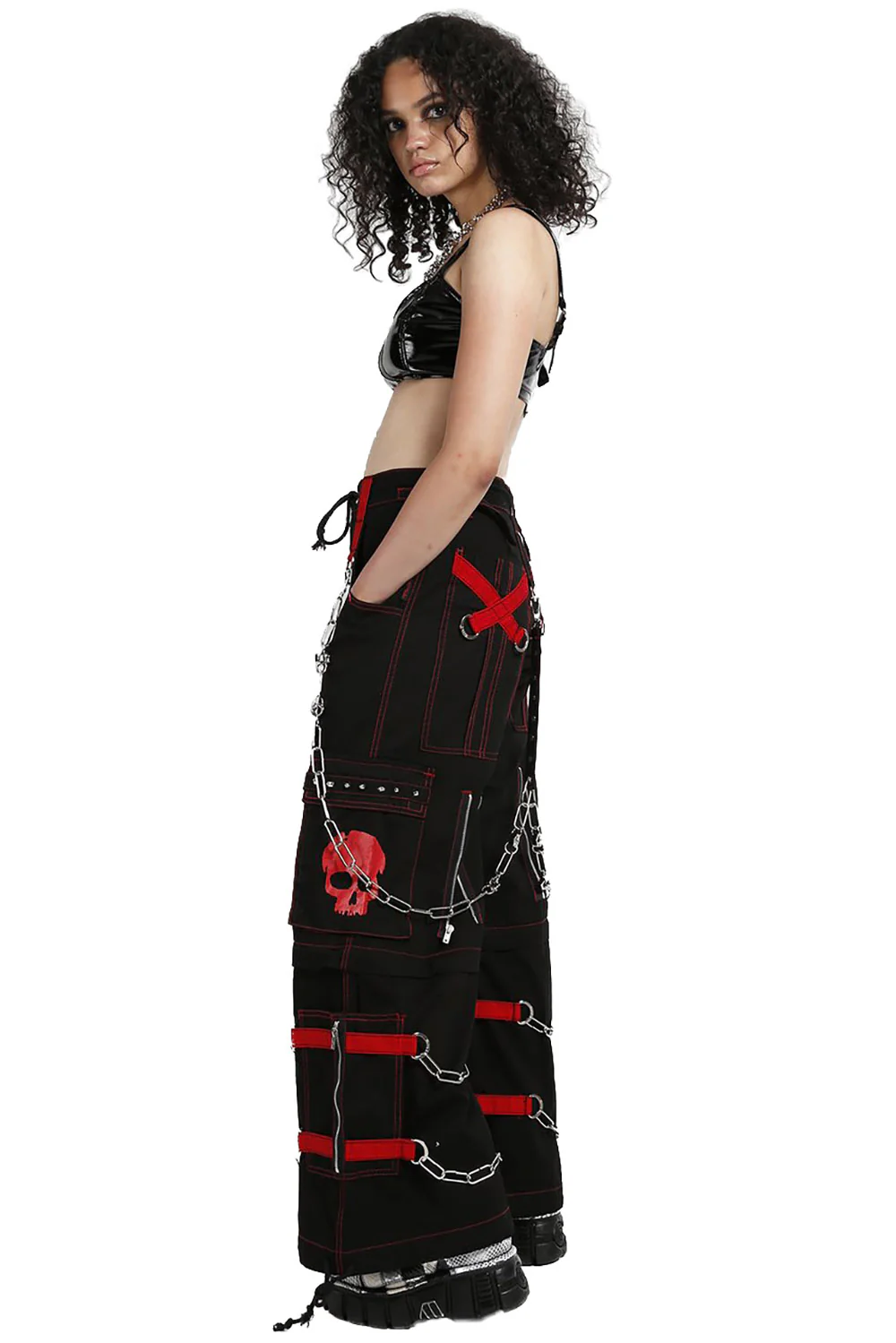 Tripp NYC Skull Bondage Pants [BLACK/RED] - Image 9