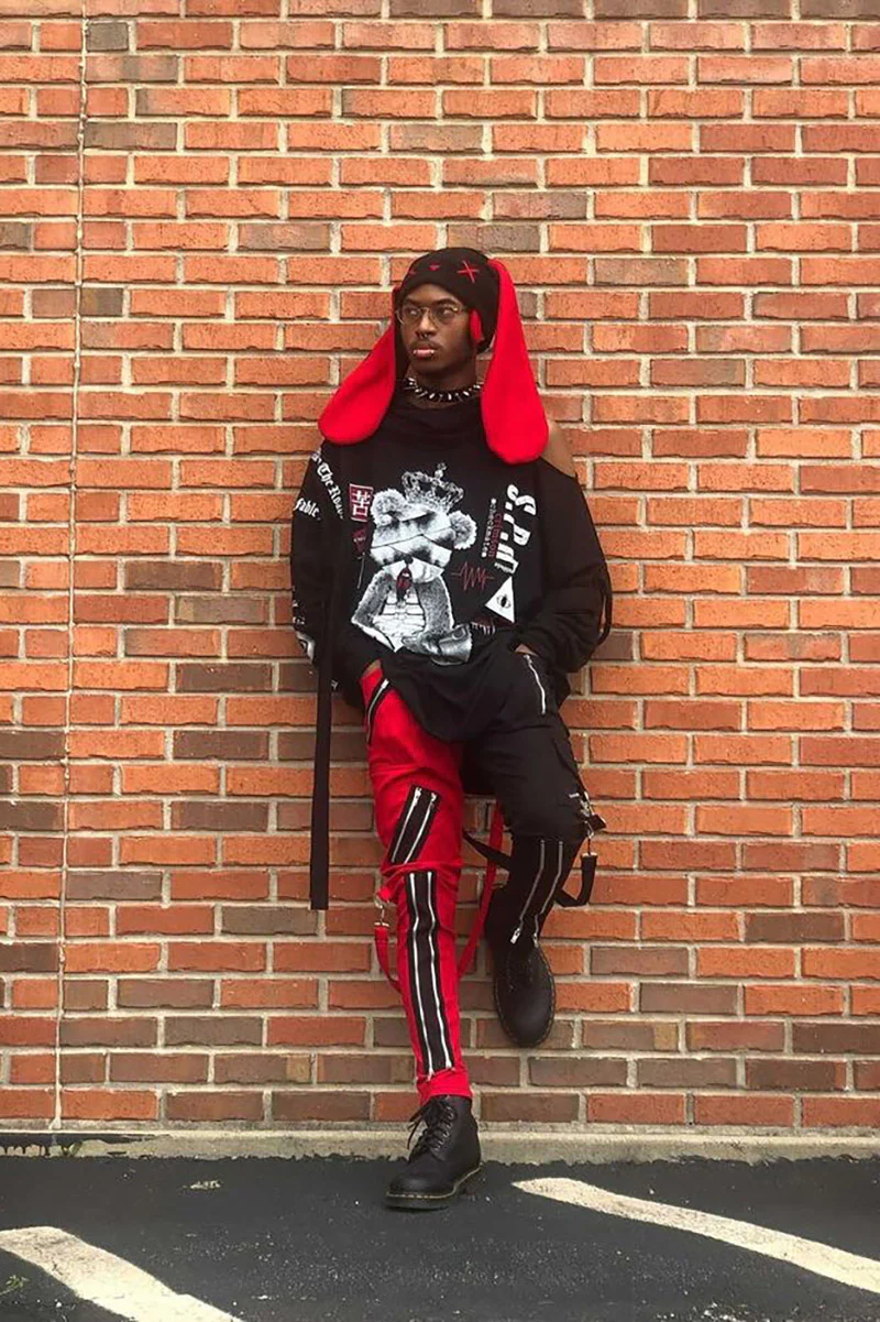 Tripp NYC Split Leg Bondage Pants [Black/Red] - Image 6