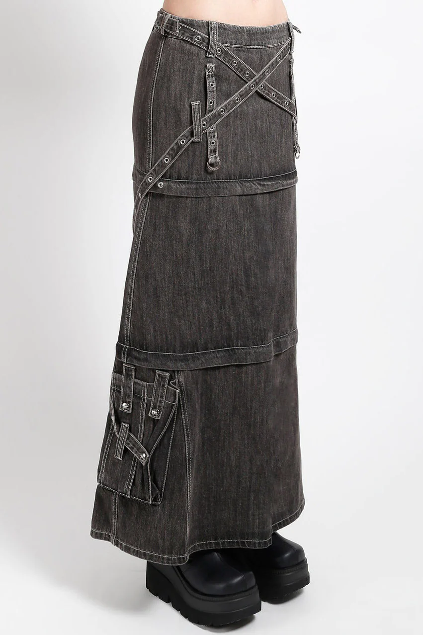 Tripp NYC Triple Zip Off Skirt [Black Denim] - Image 2