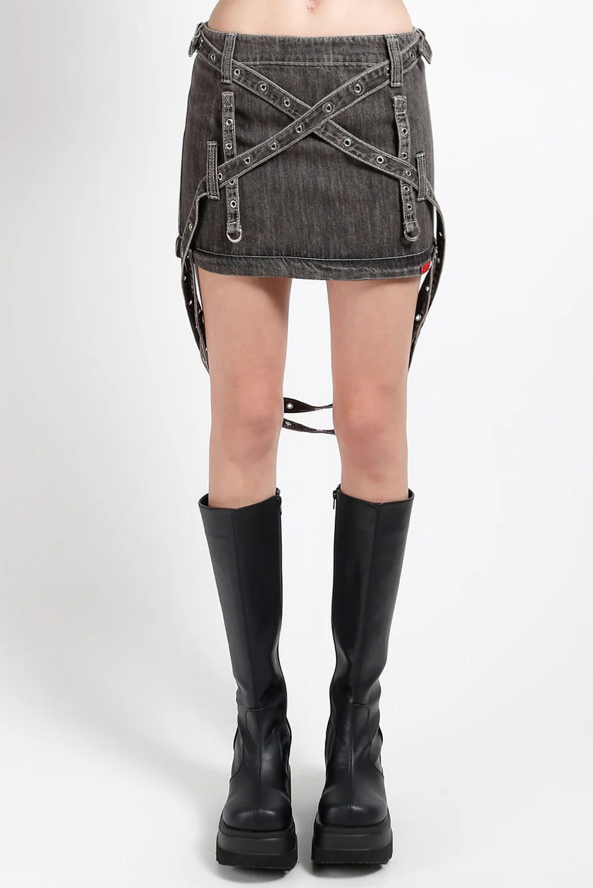 Tripp NYC Triple Zip Off Skirt [Black Denim] - Image 7