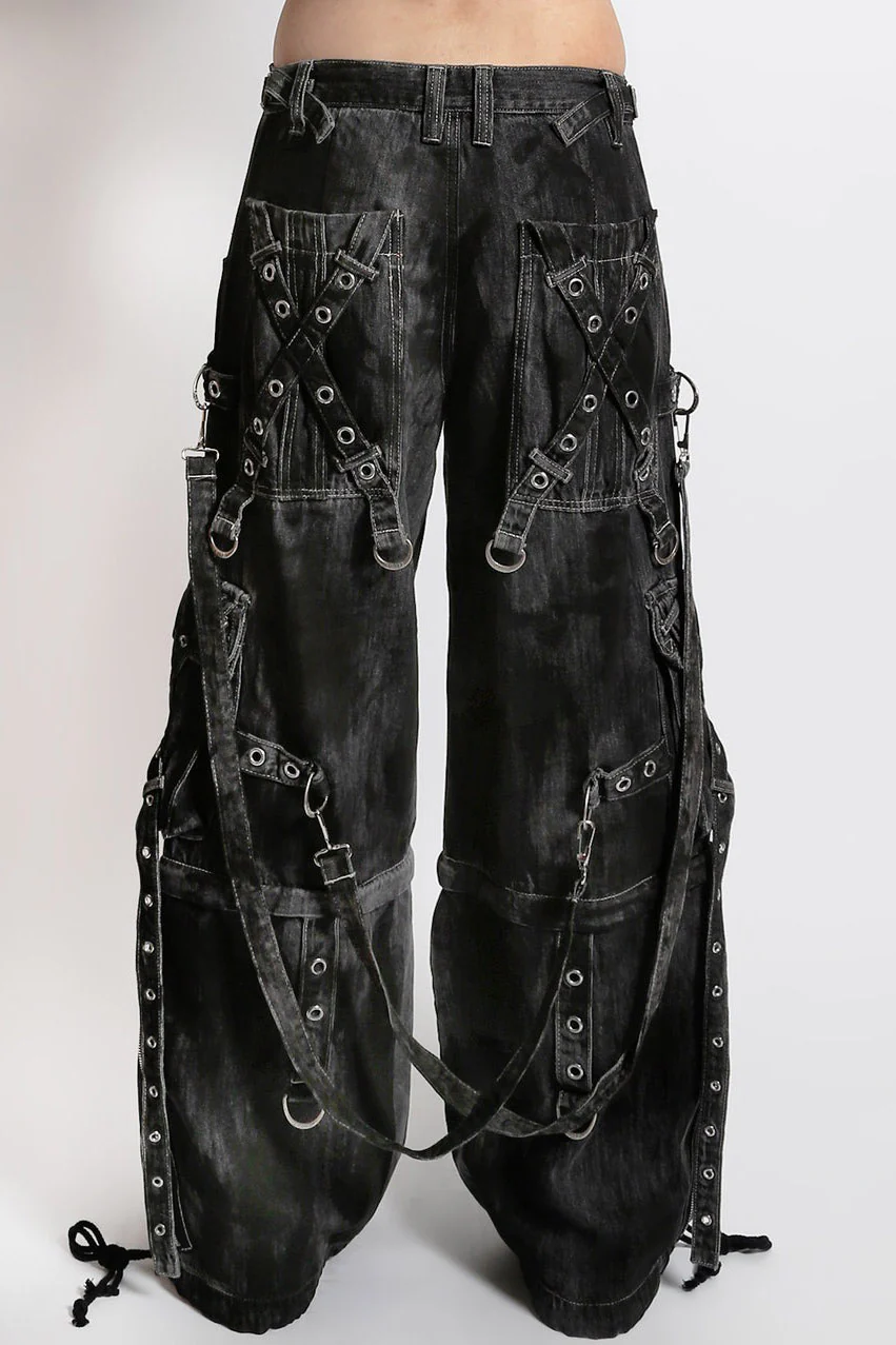 Tripp NYC X-Strap Ink Wash Pants [Black Denim] - Image 8