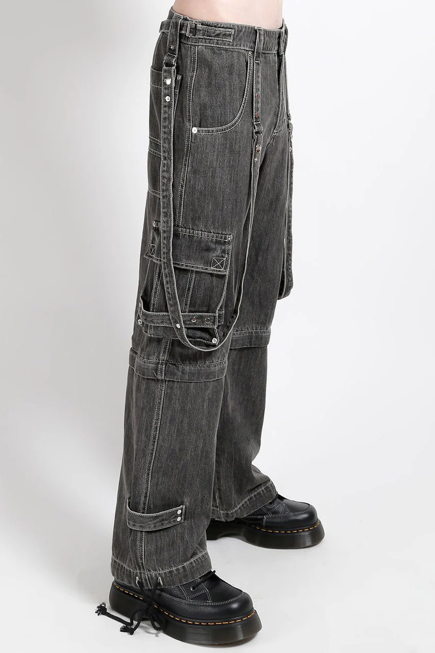 Tripp NYC Zip Off Crush Cargo Pants [Black Denim] - Image 2