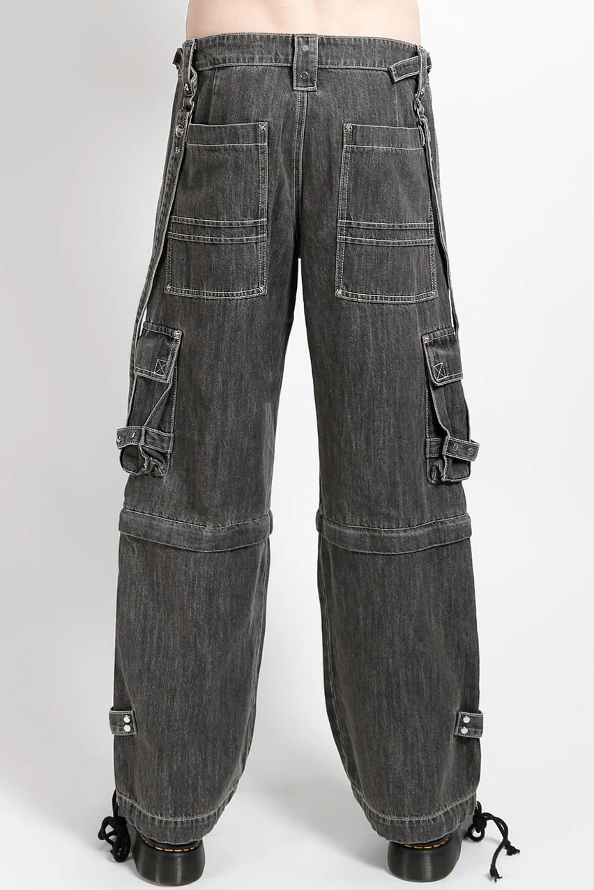 Tripp NYC Zip Off Crush Cargo Pants [Black Denim] - Image 3
