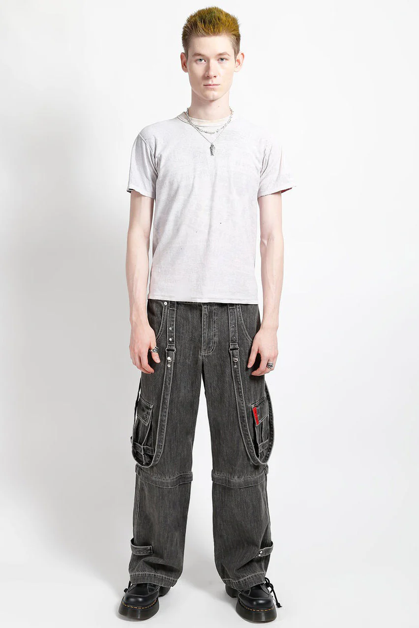 Tripp NYC Zip Off Crush Cargo Pants [Black Denim] - Image 5