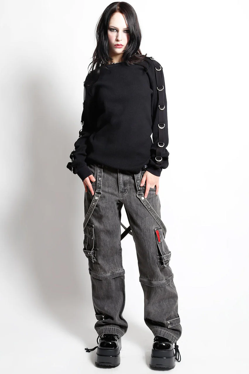 Tripp NYC Zip Off Crush Cargo Pants [Black Denim] - Image 9