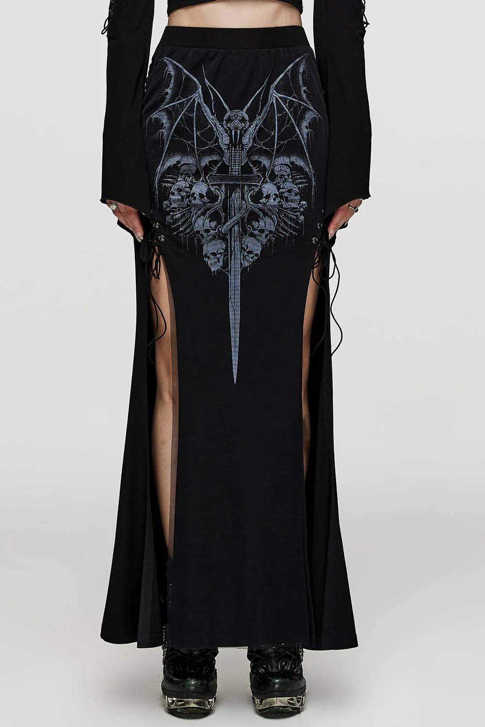 Vampire Bat Maxi Slit Skirt - Image 2