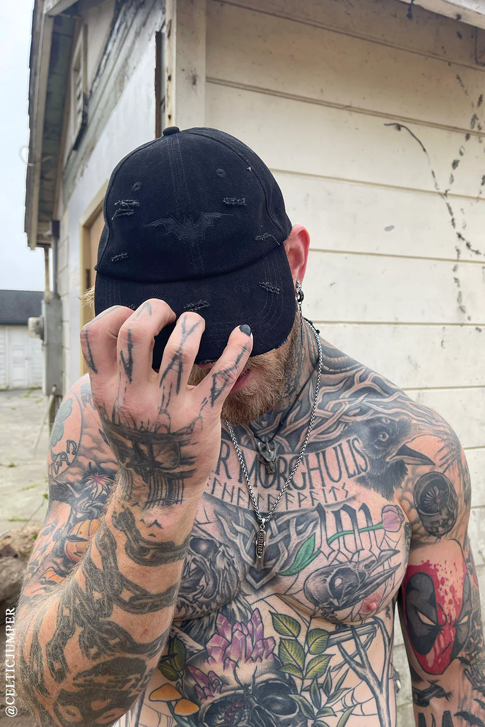 Vampire Bat Pierced Baseball Cap [Black] - Image 16